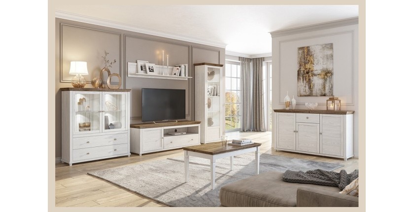Étagère murale 180cm coloris frêne blanc. Collection ASSIA.