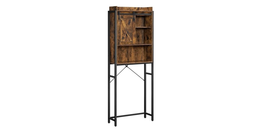 Meuble pour WC, machine à laver style industriel coloris chêne foncé et noir collection TALKE