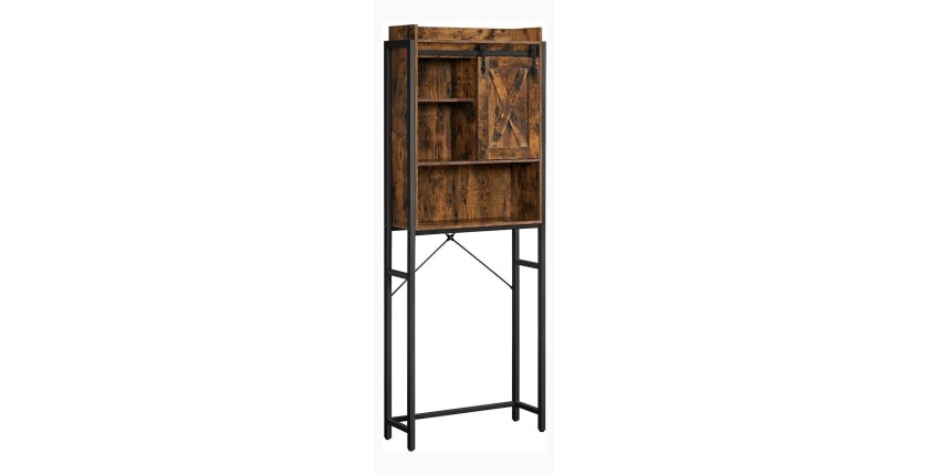 Meuble pour WC, machine à laver style industriel coloris chêne foncé et noir collection TALKE