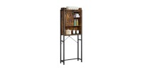 Meuble pour WC, machine à laver style industriel coloris chêne foncé et noir collection TALKE