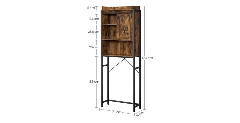 Meuble pour WC, machine à laver style industriel coloris chêne foncé et noir collection TALKE