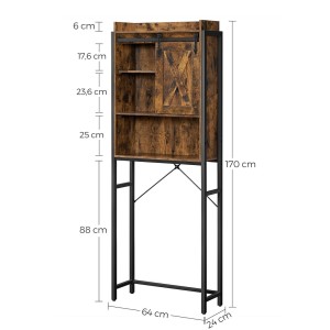 Meuble pour WC, machine à laver style industriel coloris chêne foncé et noir collection TALKE