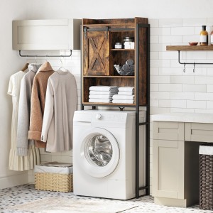 Meuble pour WC, machine à laver style industriel coloris chêne foncé et noir collection TALKE
