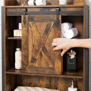 Meuble pour WC, machine à laver style industriel coloris chêne foncé et noir collection TALKE