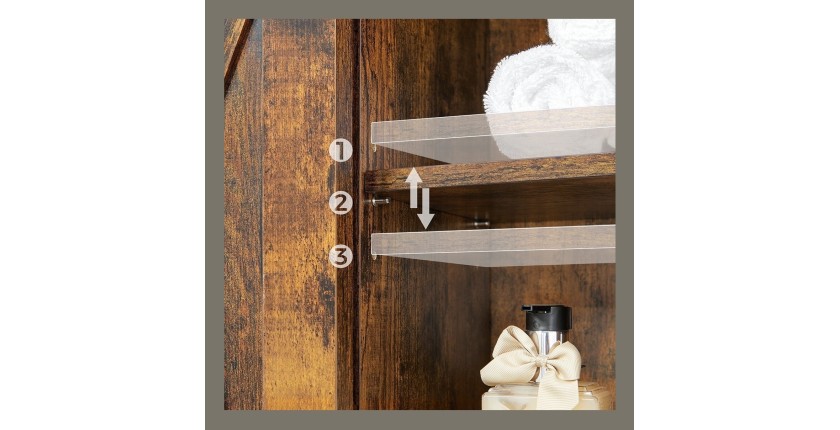 Meuble pour WC, machine à laver style industriel coloris chêne foncé et noir collection TALKE