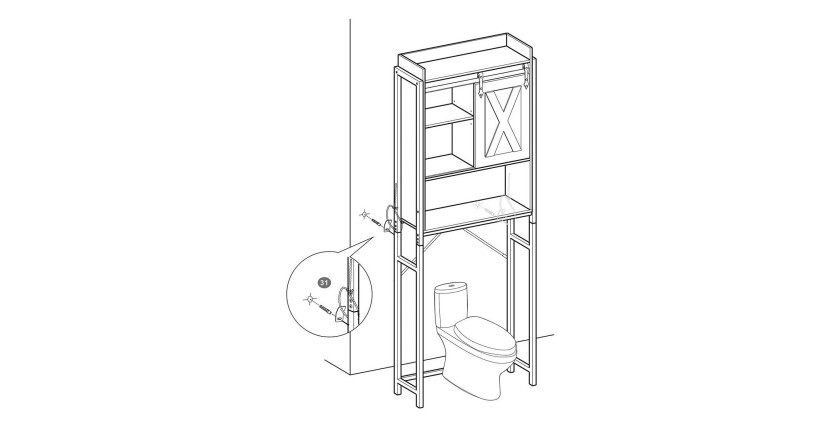 Meuble pour WC, machine à laver style industriel coloris chêne foncé et noir collection TALKE