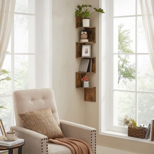 Étagère d'angle style rustique collection AUSTIN. Coloris bois foncé.