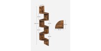 Étagère d'angle style rustique collection AUSTIN. Coloris bois foncé.