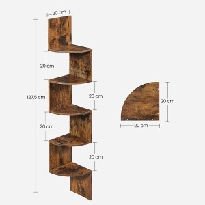 Étagère d'angle style rustique collection AUSTIN. Coloris bois foncé.