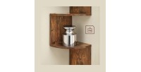 Étagère d'angle style rustique collection AUSTIN. Coloris bois foncé.