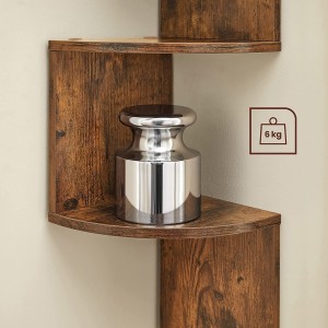 Étagère d'angle style rustique collection AUSTIN. Coloris bois foncé.