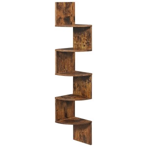 Étagère d'angle style rustique collection AUSTIN. Coloris bois foncé.