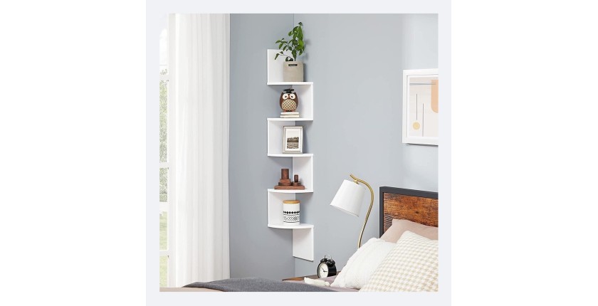 Étagère d'angle style design collection AUSTIN. Coloris blanc.