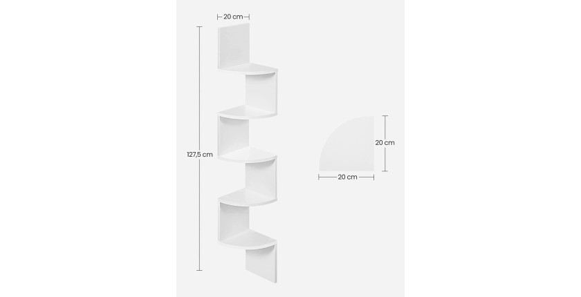 Étagère d'angle style design collection AUSTIN. Coloris blanc.