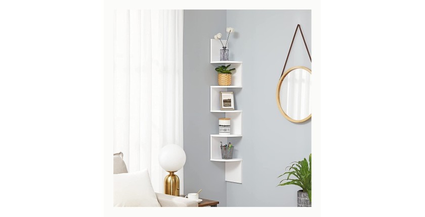 Étagère d'angle style design collection AUSTIN. Coloris blanc.