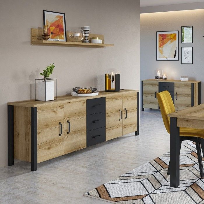 Etagère design 150cm collection DARWIN. Coloris chêne clair.