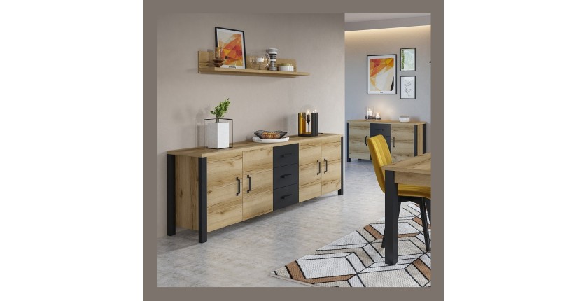 Etagère design 150cm collection DARWIN. Coloris chêne clair.