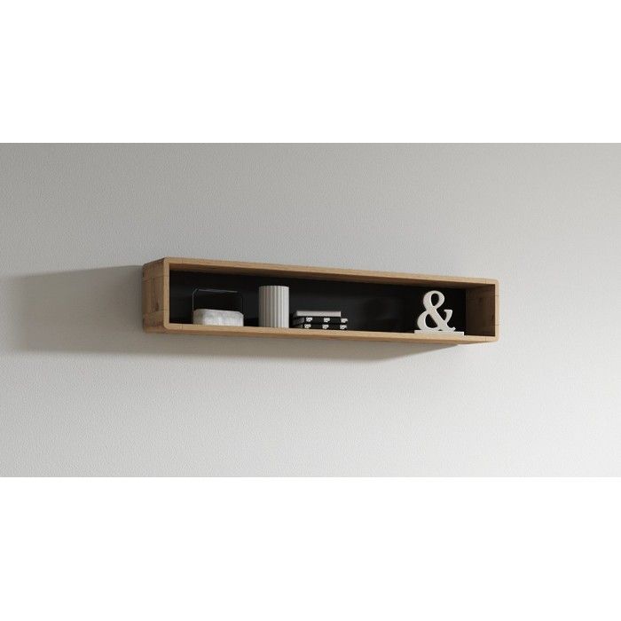 Etagère design 150cm collection VILLA. Coloris chêne et noir.