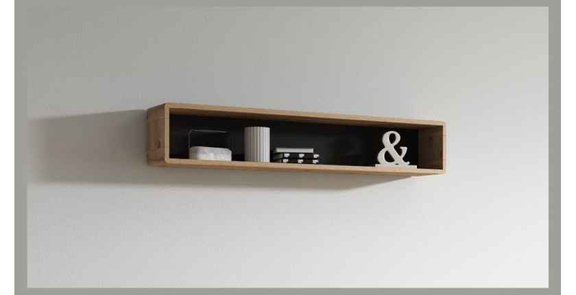 Etagère design 150cm collection VILLA. Coloris chêne et noir.