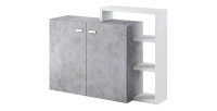 Buffet avec étagères intégrées collection BERGAME 130cm. Coloris Gris et blanc. Style design