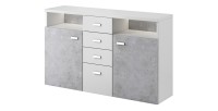 Buffet 140cm collection BERGAME. Coloris Gris et blanc. Style design