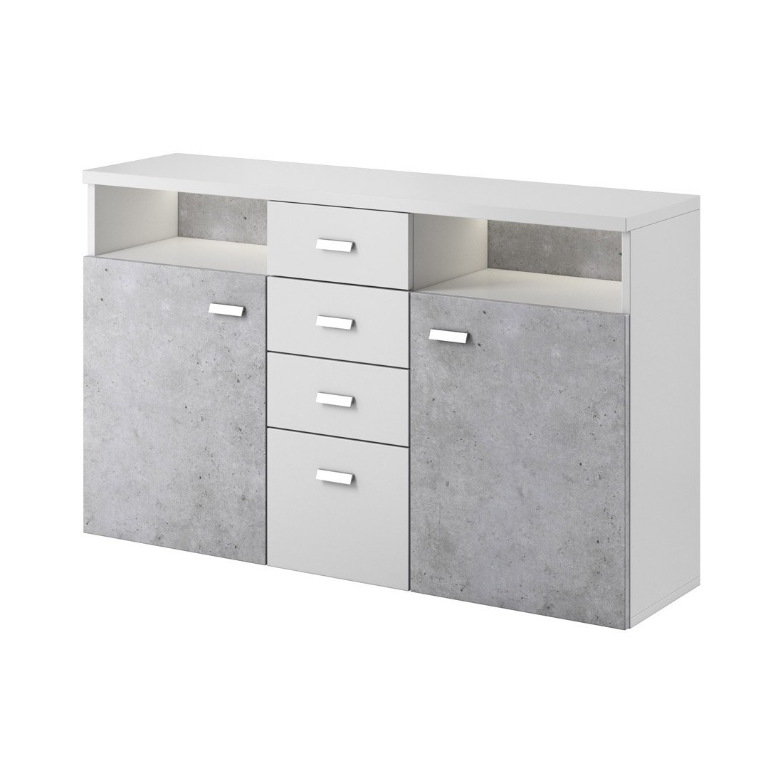 Buffet 140cm collection BERGAME. Coloris Gris et blanc. Style design