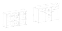 Buffet 140cm collection BERGAME. Coloris Gris et blanc. Style design