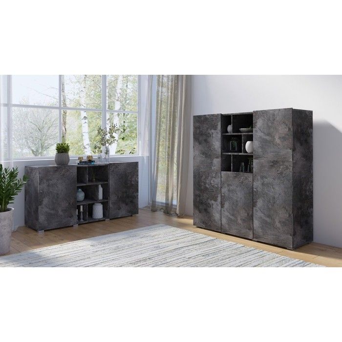Buffet haut 130cm style design collection NARVA. Coloris ardoise.