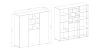 Buffet haut 130cm style design collection NARVA. Coloris ardoise.