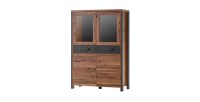 Buffet haut collection WINDSOR. Coloris chêne foncé et gris anthracite.