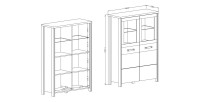 Buffet haut collection WINDSOR. Coloris gris anthracite et chêne foncé.