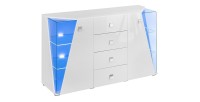 Buffet design 150cm collection SPIKE avec LED intégrées. Coloris blanc.