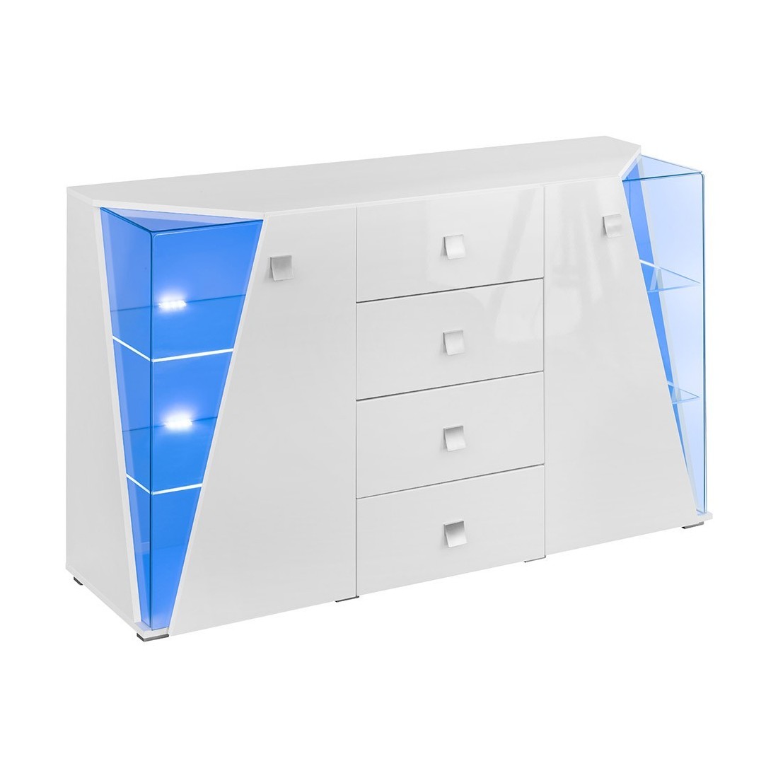 Buffet design 150cm collection SPIKE avec LED intégrées. Coloris blanc.