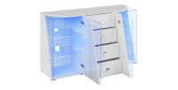 Buffet design 150cm collection SPIKE avec LED intégrées. Coloris blanc.