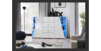 Buffet design 150cm collection SPIKE avec LED intégrées. Coloris blanc.