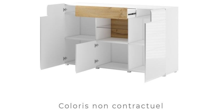 Buffet 160cm collection OHIO. Coloris gris anthracite et chêne. LED incluses