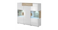 Buffet XL150cm collection OHIO. Éclairage LED intégré. Coloris blanc et chêne.