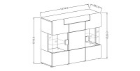 Buffet XL150cm collection OHIO. Éclairage LED intégré. Coloris blanc et chêne.