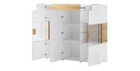 Buffet XL150cm collection OHIO. Éclairage LED intégré. Coloris blanc et chêne.