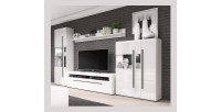 Ensemble complet pour salon collection BREDA. Coloris blanc mat et blanc brillant