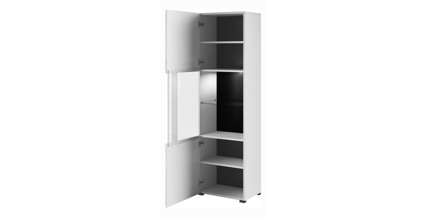 Ensemble complet pour salon collection BREDA. Coloris blanc mat et blanc brillant