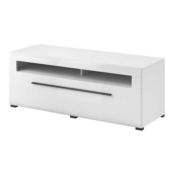 Ensemble complet pour salon collection BREDA. Coloris blanc mat et blanc brillant