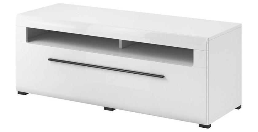 Ensemble complet pour salon collection BREDA. Coloris blanc mat et blanc brillant