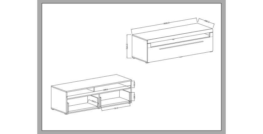 Ensemble complet pour salon collection BREDA. Coloris blanc mat et blanc brillant