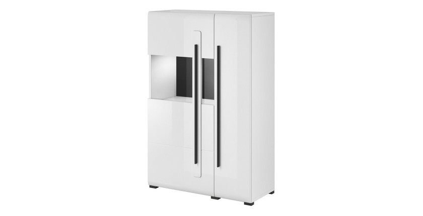 Ensemble complet pour salon collection BREDA. Coloris blanc mat et blanc brillant
