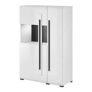 Ensemble complet pour salon collection BREDA. Coloris blanc mat et blanc brillant