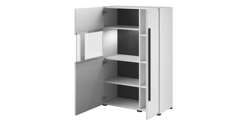 Ensemble complet pour salon collection BREDA. Coloris blanc mat et blanc brillant
