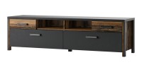 Ensemble 3 meubles de salon collection WINDSOR. Coloris gris anthracite et chêne foncé.