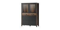 Ensemble 3 meubles de salon collection WINDSOR. Coloris gris anthracite et chêne foncé.