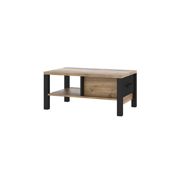 Ensemble 6 meubles de salon collection DARWIN. Couleur épicéa et noir.